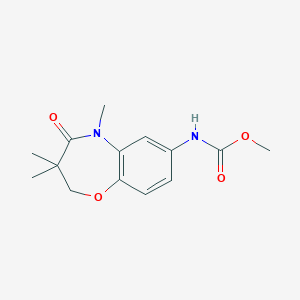 molecular formula C14H18N2O4 B2362247 Methyl (3,3,5-trimethyl-4-oxo-2,3,4,5-tetrahydrobenzo[b][1,4]oxazepin-7-yl)carbamate CAS No. 921542-66-7