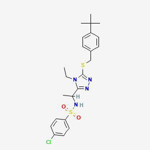 molecular formula C23H29ClN4O2S2 B2362250 N-[1-[5-[(4-tert-butylphenyl)methylsulfanyl]-4-ethyl-1,2,4-triazol-3-yl]ethyl]-4-chlorobenzenesulfonamide CAS No. 338954-04-4