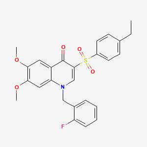molecular formula C26H24FNO5S B2362260 3-((4-ethylphenyl)sulfonyl)-1-(2-fluorobenzyl)-6,7-dimethoxyquinolin-4(1H)-one CAS No. 899213-63-9