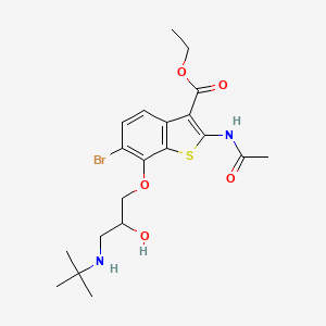molecular formula C20H27BrN2O5S B2362261 Ethyl 2-(acetylamino)-6-bromo-7-[3-(tert-butylamino)-2-hydroxypropoxy]-1-benzothiophene-3-carboxylate CAS No. 331760-73-7