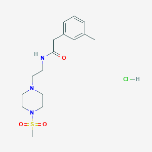 molecular formula C16H26ClN3O3S B2362267 N-(2-(4-(methylsulfonyl)piperazin-1-yl)ethyl)-2-(m-tolyl)acetamide hydrochloride CAS No. 2034472-89-2