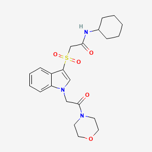 molecular formula C22H29N3O5S B2362268 N-cyclohexyl-2-((1-(2-morpholino-2-oxoethyl)-1H-indol-3-yl)sulfonyl)acetamide CAS No. 878058-12-9