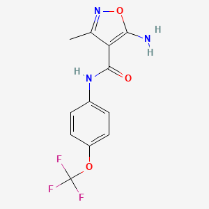 molecular formula C12H10F3N3O3 B2362289 5-amino-3-methyl-N-[4-(trifluoromethoxy)phenyl]-1,2-oxazole-4-carboxamide CAS No. 524036-08-6