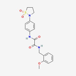 molecular formula C19H21N3O5S B2362316 N1-(4-(1,1-dioxidoisothiazolidin-2-yl)phenyl)-N2-(2-methoxybenzyl)oxalamide CAS No. 1105205-99-9