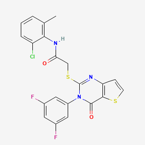 molecular formula C21H14ClF2N3O2S2 B2362326 N-(2-chloro-6-methylphenyl)-2-{[3-(3,5-difluorophenyl)-4-oxo-3,4-dihydrothieno[3,2-d]pyrimidin-2-yl]sulfanyl}acetamide CAS No. 1261018-31-8
