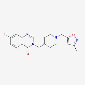 7-Fluoro-3-[[1-[(3-methyl-1,2-oxazol-5-yl)methyl]piperidin-4-yl]methyl]quinazolin-4-one