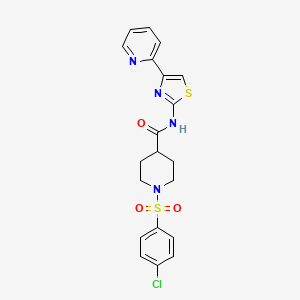 1-((4-chlorophenyl)sulfonyl)-N-(4-(pyridin-2-yl)thiazol-2-yl)piperidine-4-carboxamide