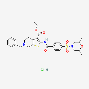 Ethyl 6-benzyl-2-(4-((2,6-dimethylmorpholino)sulfonyl)benzamido)-4,5,6,7-tetrahydrothieno[2,3-c]pyridine-3-carboxylate hydrochloride