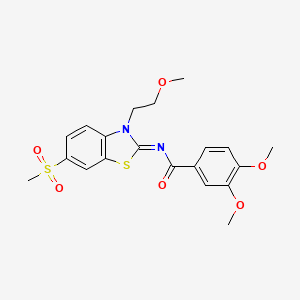 3,4-dimethoxy-N-[3-(2-methoxyethyl)-6-methylsulfonyl-1,3-benzothiazol-2-ylidene]benzamide