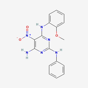 molecular formula C17H16N6O3 B2362468 N4-(2-methoxyphenyl)-5-nitro-N2-phenylpyrimidine-2,4,6-triamine CAS No. 673453-47-9