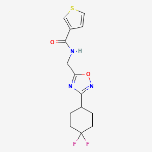 molecular formula C14H15F2N3O2S B2362505 N-((3-(4,4-difluorocyclohexyl)-1,2,4-oxadiazol-5-yl)methyl)thiophene-3-carboxamide CAS No. 2034334-29-5