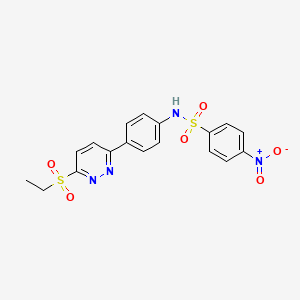molecular formula C18H16N4O6S2 B2362521 N-(4-(6-(ethylsulfonyl)pyridazin-3-yl)phenyl)-4-nitrobenzenesulfonamide CAS No. 921864-73-5
