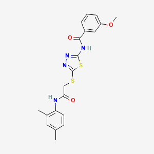 molecular formula C20H20N4O3S2 B2362524 N-[5-[2-(2,4-dimethylanilino)-2-oxoethyl]sulfanyl-1,3,4-thiadiazol-2-yl]-3-methoxybenzamide CAS No. 392295-73-7