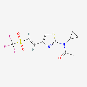 molecular formula C11H11F3N2O3S2 B2362578 N-Cyclopropyl-N-[4-[(E)-2-(trifluoromethylsulfonyl)ethenyl]-1,3-thiazol-2-yl]acetamide CAS No. 2249693-20-5