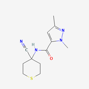 molecular formula C12H16N4OS B2362627 N-(4-Cyanothian-4-YL)-2,5-dimethylpyrazole-3-carboxamide CAS No. 1465389-41-6