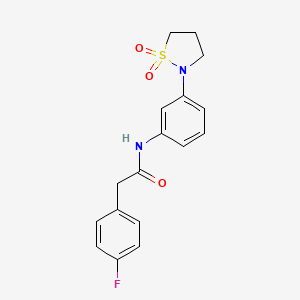molecular formula C17H17FN2O3S B2362658 N-(3-(1,1-dioxidoisothiazolidin-2-yl)phenyl)-2-(4-fluorophenyl)acetamide CAS No. 941932-29-2