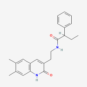 molecular formula C23H26N2O2 B2362704 N-(2-(6,7-dimethyl-2-oxo-1,2-dihydroquinolin-3-yl)ethyl)-2-phenylbutanamide CAS No. 851402-99-8