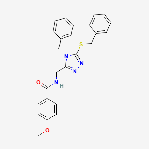 molecular formula C25H24N4O2S B2362725 N-{[4-benzyl-5-(benzylsulfanyl)-4H-1,2,4-triazol-3-yl]methyl}-4-methoxybenzamide CAS No. 476447-83-3