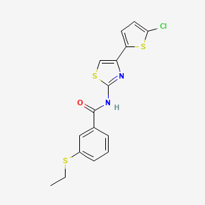 molecular formula C16H13ClN2OS3 B2362729 N-(4-(5-chlorothiophen-2-yl)thiazol-2-yl)-3-(ethylthio)benzamide CAS No. 922817-66-1