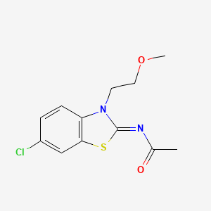 molecular formula C12H13ClN2O2S B2362788 N-[6-chloro-3-(2-methoxyethyl)-1,3-benzothiazol-2-ylidene]acetamide CAS No. 864975-71-3