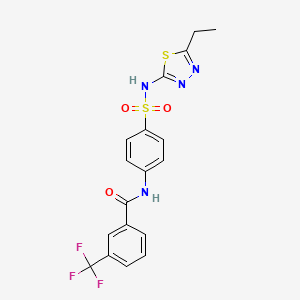 molecular formula C18H15F3N4O3S2 B2362817 N-(4-(N-(5-ethyl-1,3,4-thiadiazol-2-yl)sulfamoyl)phenyl)-3-(trifluoromethyl)benzamide CAS No. 867041-40-5