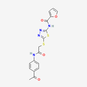 molecular formula C17H14N4O4S2 B2362856 N-[5-({[(4-acetylphenyl)carbamoyl]methyl}sulfanyl)-1,3,4-thiadiazol-2-yl]furan-2-carboxamide CAS No. 893351-17-2