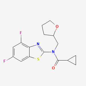 molecular formula C16H16F2N2O2S B2362891 N-(4,6-difluorobenzo[d]thiazol-2-yl)-N-((tetrahydrofuran-2-yl)methyl)cyclopropanecarboxamide CAS No. 920421-16-5