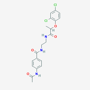 molecular formula C20H21Cl2N3O4 B2362916 4-acetamido-N-(2-(2-(2,4-dichlorophenoxy)propanamido)ethyl)benzamide CAS No. 1021026-92-5