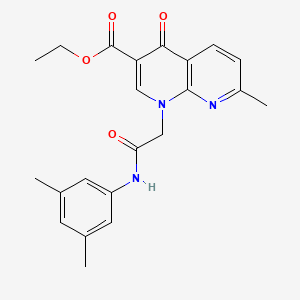 molecular formula C22H23N3O4 B2362989 Ethyl 1-(2-((3,5-dimethylphenyl)amino)-2-oxoethyl)-7-methyl-4-oxo-1,4-dihydro-1,8-naphthyridine-3-carboxylate CAS No. 932461-79-5