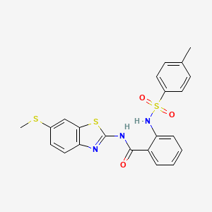 molecular formula C22H19N3O3S3 B2363000 2-(4-methylphenylsulfonamido)-N-(6-(methylthio)benzo[d]thiazol-2-yl)benzamide CAS No. 922626-73-1