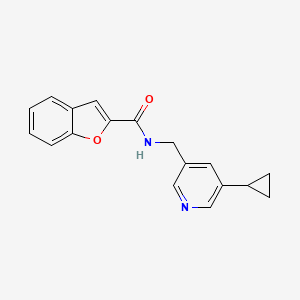 molecular formula C18H16N2O2 B2363042 N-[(5-cyclopropylpyridin-3-yl)methyl]-1-benzofuran-2-carboxamide CAS No. 2034205-20-2
