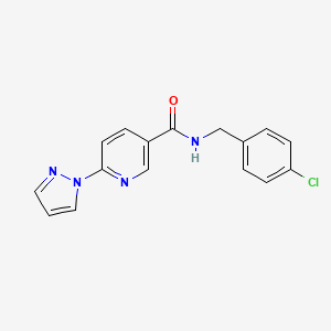 molecular formula C16H13ClN4O B2363079 N-(4-chlorobenzyl)-6-(1H-pyrazol-1-yl)nicotinamide CAS No. 321533-72-6