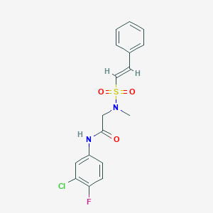 molecular formula C17H16ClFN2O3S B2363096 N-(3-chloro-4-fluorophenyl)-2-[methyl-[(E)-2-phenylethenyl]sulfonylamino]acetamide CAS No. 930759-59-4