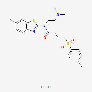 molecular formula C23H30ClN3O3S2 B2363105 N-(2-(dimethylamino)ethyl)-N-(6-methylbenzo[d]thiazol-2-yl)-4-tosylbutanamide hydrochloride CAS No. 1216616-18-0