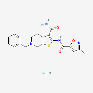 molecular formula C20H21ClN4O3S B2363122 N-(6-benzyl-3-carbamoyl-4,5,6,7-tetrahydrothieno[2,3-c]pyridin-2-yl)-3-methylisoxazole-5-carboxamide hydrochloride CAS No. 1331241-33-8