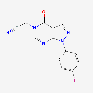 molecular formula C13H8FN5O B2363145 2-(1-(4-fluorophenyl)-4-oxo-1H-pyrazolo[3,4-d]pyrimidin-5(4H)-yl)acetonitrile CAS No. 863446-98-4