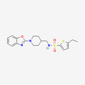 molecular formula C19H23N3O3S2 B2363161 N-((1-(benzo[d]oxazol-2-yl)piperidin-4-yl)methyl)-5-ethylthiophene-2-sulfonamide CAS No. 1797954-97-2