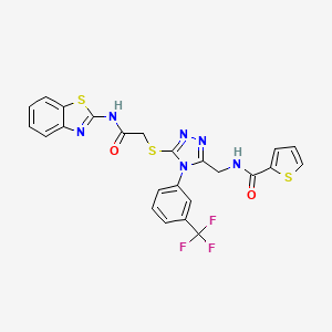 molecular formula C24H17F3N6O2S3 B2363168 N-((5-((2-(benzo[d]thiazol-2-ylamino)-2-oxoethyl)thio)-4-(3-(trifluoromethyl)phenyl)-4H-1,2,4-triazol-3-yl)methyl)thiophene-2-carboxamide CAS No. 389072-27-9