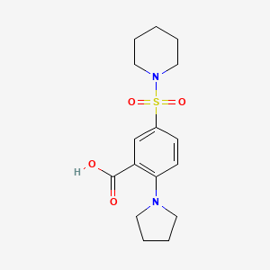 molecular formula C16H22N2O4S B2363187 5-(Piperidine-1-sulfonyl)-2-(pyrrolidin-1-yl)benzoic acid CAS No. 793727-47-6