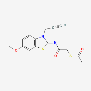 molecular formula C15H14N2O3S2 B2363212 S-[2-[(6-methoxy-3-prop-2-ynyl-1,3-benzothiazol-2-ylidene)amino]-2-oxoethyl] ethanethioate CAS No. 851716-57-9