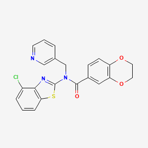 molecular formula C22H16ClN3O3S B2363219 N-(4-chloro-1,3-benzothiazol-2-yl)-N-[(pyridin-3-yl)methyl]-2,3-dihydro-1,4-benzodioxine-6-carboxamide CAS No. 895016-76-9