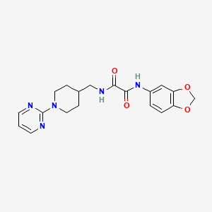 molecular formula C19H21N5O4 B2363232 N1-(benzo[d][1,3]dioxol-5-yl)-N2-((1-(pyrimidin-2-yl)piperidin-4-yl)methyl)oxalamide CAS No. 1235167-42-6