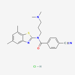 4-cyano-N-(3-(dimethylamino)propyl)-N-(5,7-dimethylbenzo[d]thiazol-2-yl)benzamide hydrochloride