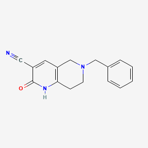 molecular formula C16H15N3O B2363311 6-Benzyl-2-oxo-1,2,5,6,7,8-hexahydro-1,6-naphthyridine-3-carbonitrile CAS No. 156365-16-1