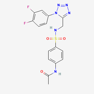 molecular formula C16H14F2N6O3S B2363314 N-(4-(N-((1-(3,4-difluorophenyl)-1H-tetrazol-5-yl)methyl)sulfamoyl)phenyl)acetamide CAS No. 921061-26-9