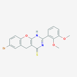molecular formula C19H15BrN2O3S B2363318 7-Bromo-2-(2,3-dimethoxyphenyl)-1,5-dihydrochromeno[2,3-d]pyrimidine-4-thione CAS No. 866811-68-9