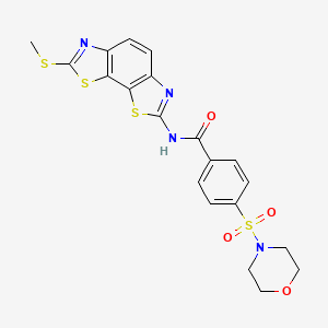 molecular formula C20H18N4O4S4 B2363360 N-[11-(methylsulfanyl)-3,12-dithia-5,10-diazatricyclo[7.3.0.0^{2,6}]dodeca-1(9),2(6),4,7,10-pentaen-4-yl]-4-(morpholine-4-sulfonyl)benzamide CAS No. 361173-12-8
