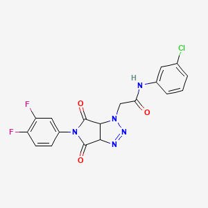 molecular formula C18H12ClF2N5O3 B2363372 N-(3-chlorophenyl)-2-[5-(3,4-difluorophenyl)-4,6-dioxo-4,5,6,6a-tetrahydropyrrolo[3,4-d][1,2,3]triazol-1(3aH)-yl]acetamide CAS No. 1052607-32-5