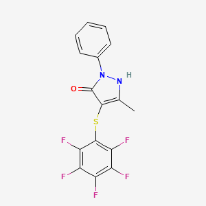 molecular formula C16H9F5N2OS B2363374 3-methyl-4-((perfluorophenyl)thio)-1-phenyl-1H-pyrazol-5-ol CAS No. 78576-07-5