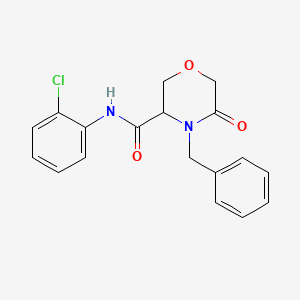 molecular formula C18H17ClN2O3 B2363423 4-benzyl-N-(2-chlorophenyl)-5-oxomorpholine-3-carboxamide CAS No. 1351590-32-3